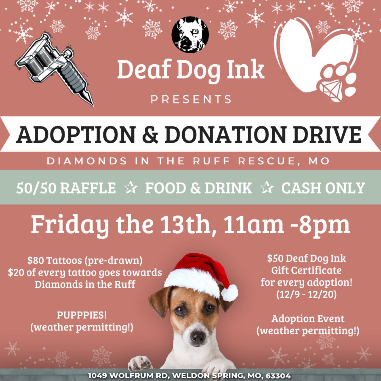 Deaf Dog Ink Adoption & Donation Drive for Diamonds in the Ruff Rescue